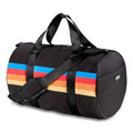 Black Puffer Duffle Bag Retro Stripe