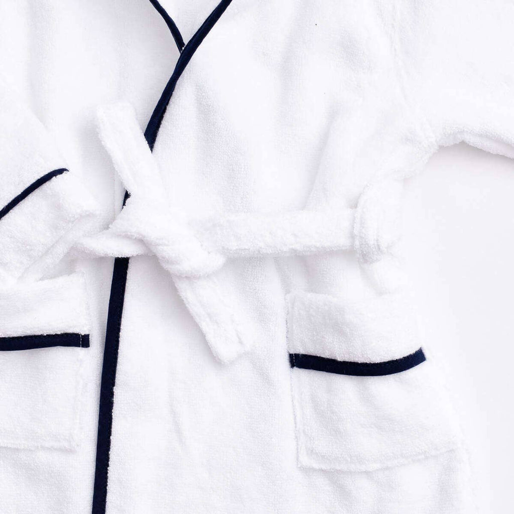 Terry Bathrobe_White + Navy