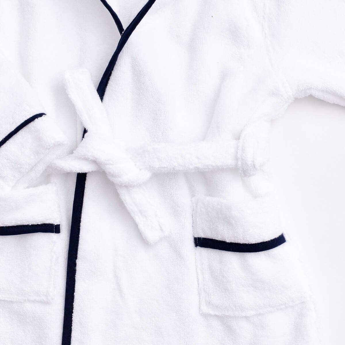 Terry Bathrobe_White + Navy