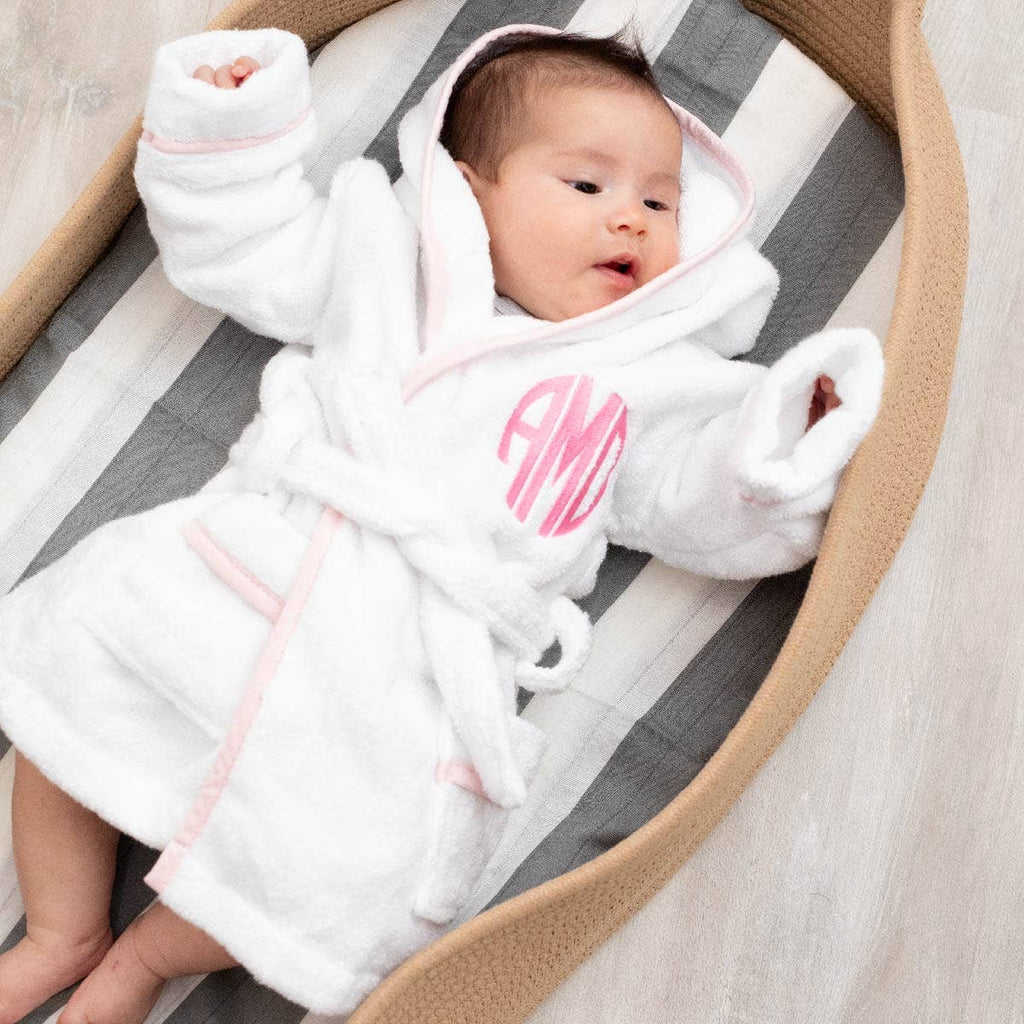 Terry Bathrobe_White + Pink