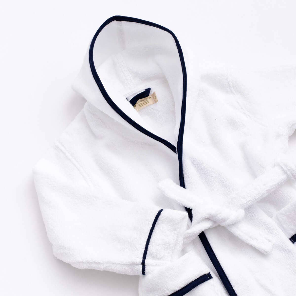 Terry Bathrobe_White + Navy