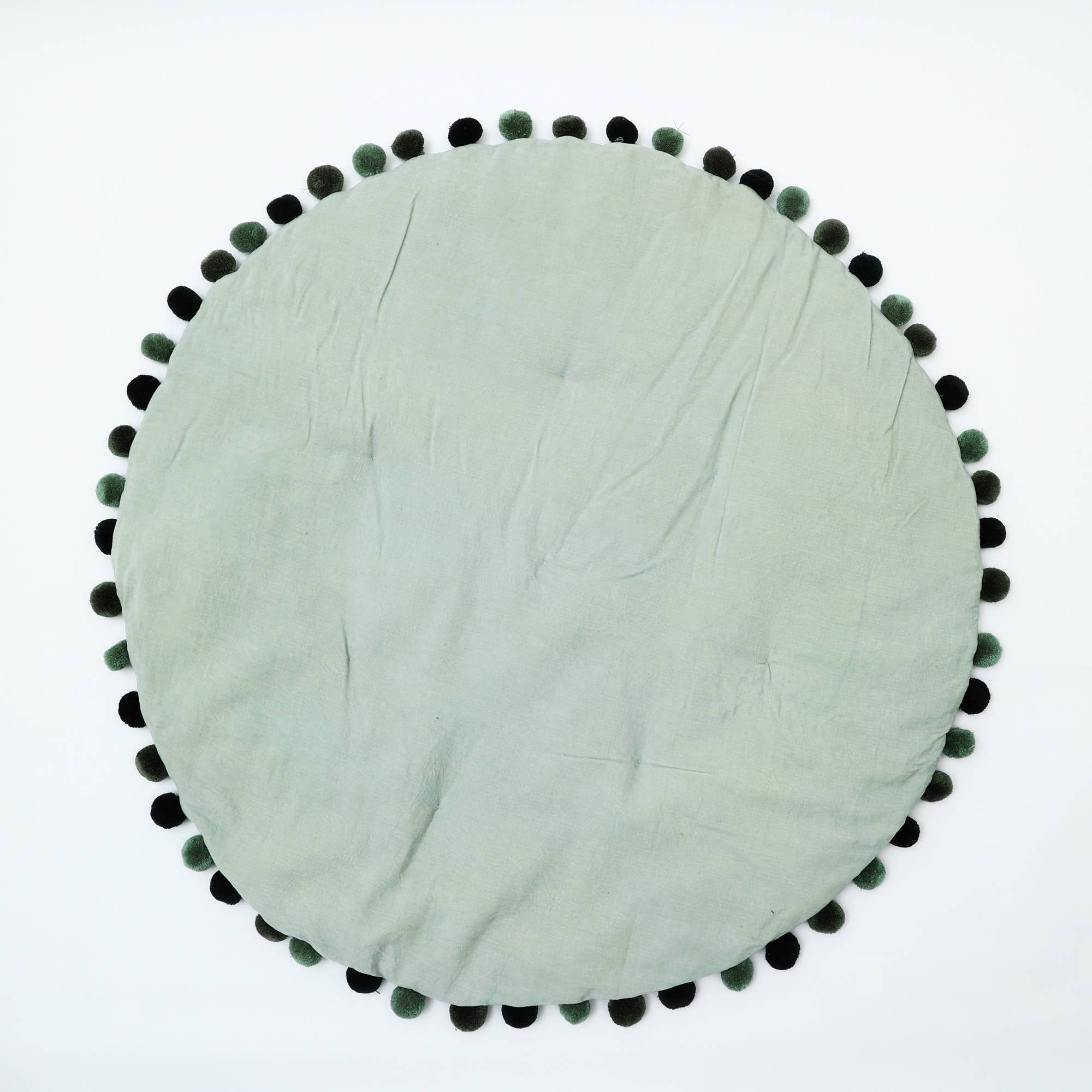Cotton Soft & Fine Velvet Round Playmat with Pom Pom, 48"