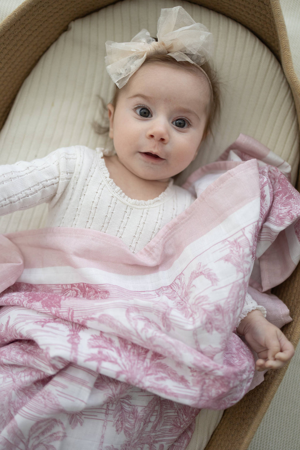 Pink Jungle Toile Muslin Blanket