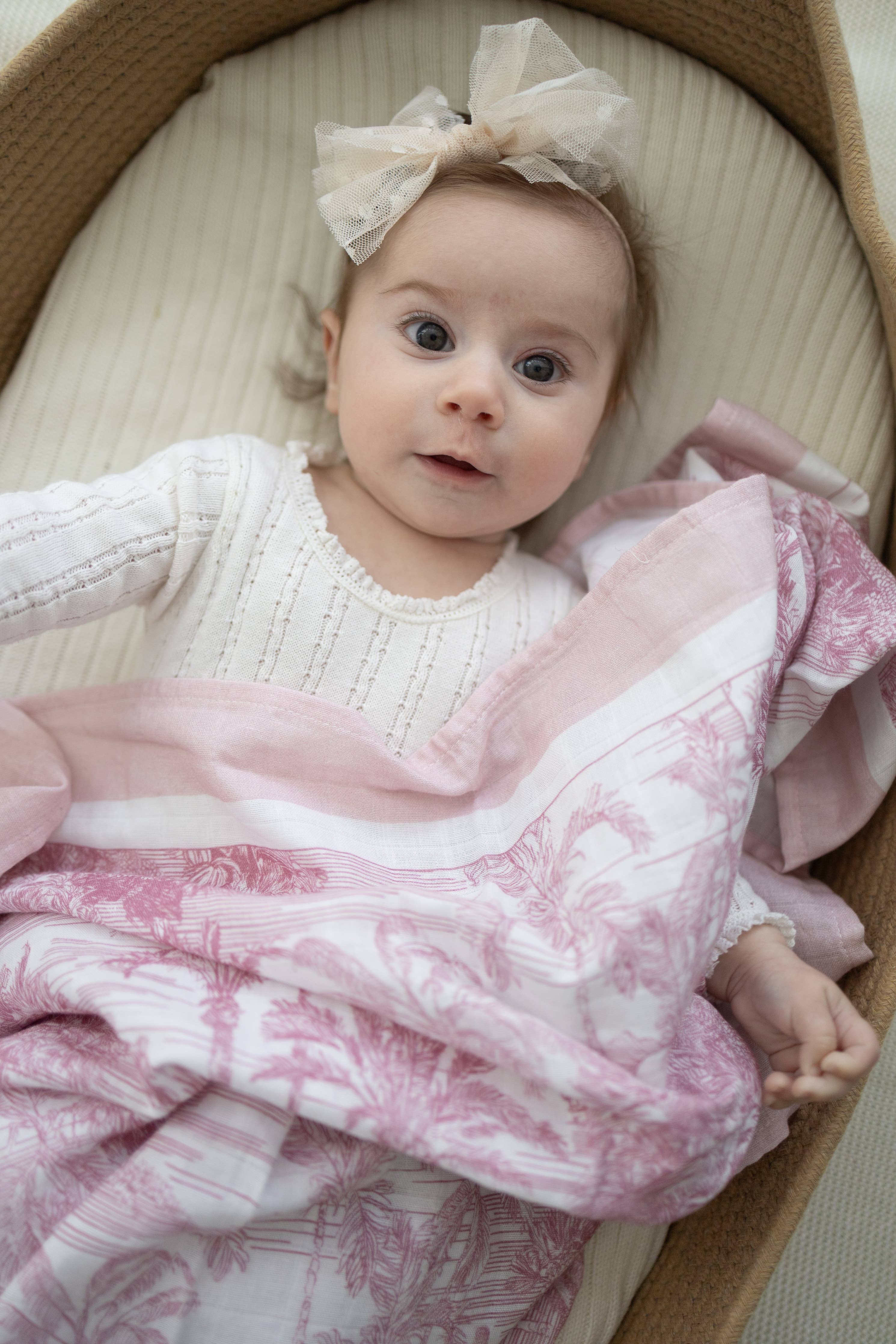 Pink Jungle Toile Muslin Blanket