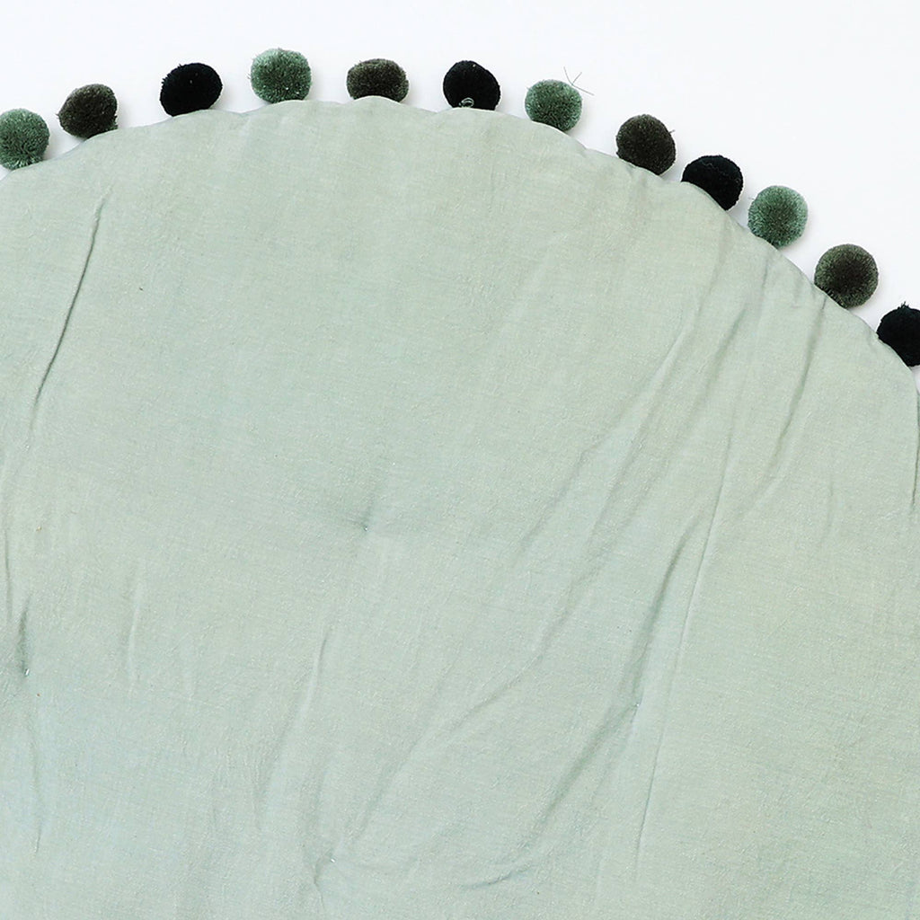 Cotton Soft & Fine Velvet Round Playmat with Pom Pom, 48"