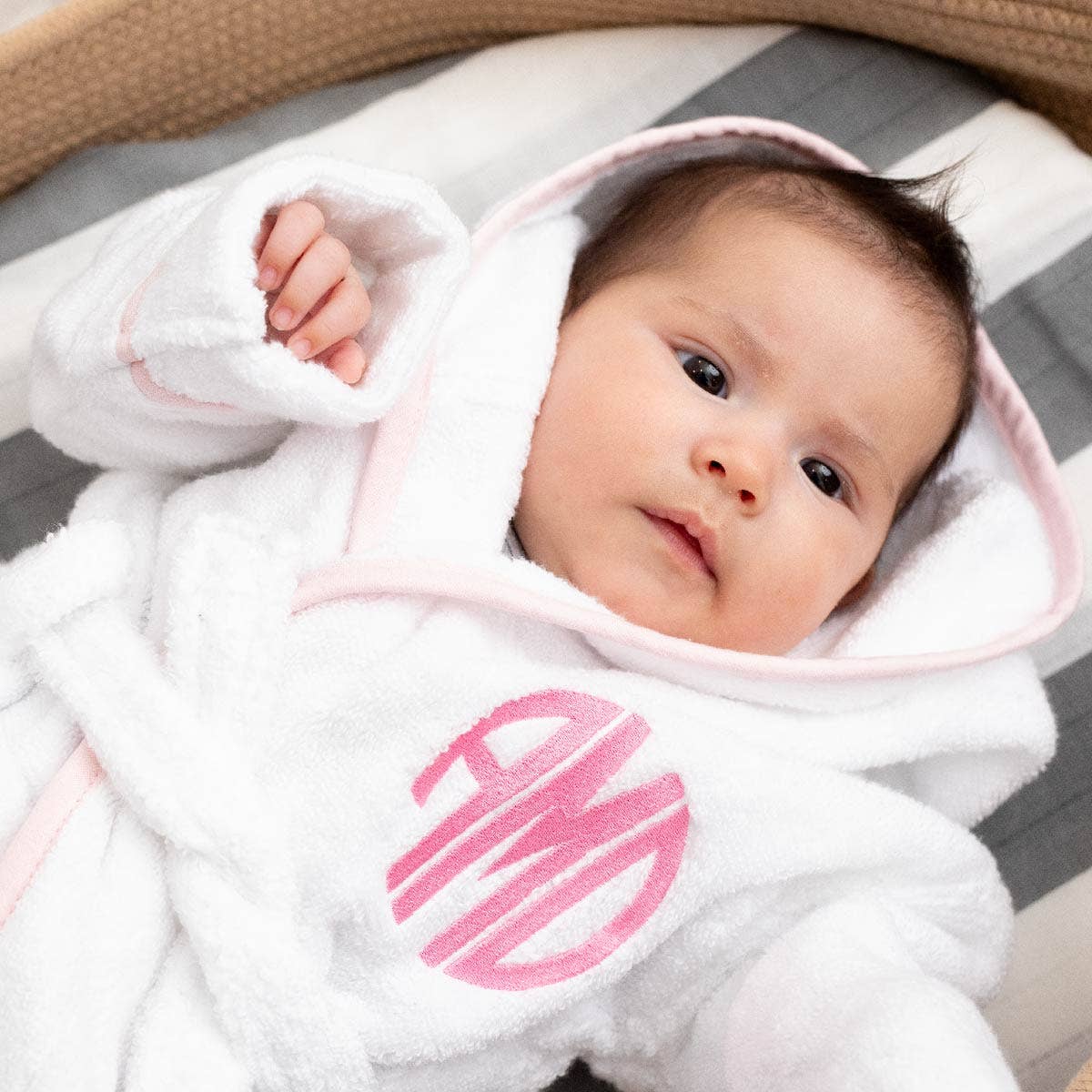 Terry Bathrobe_White + Pink