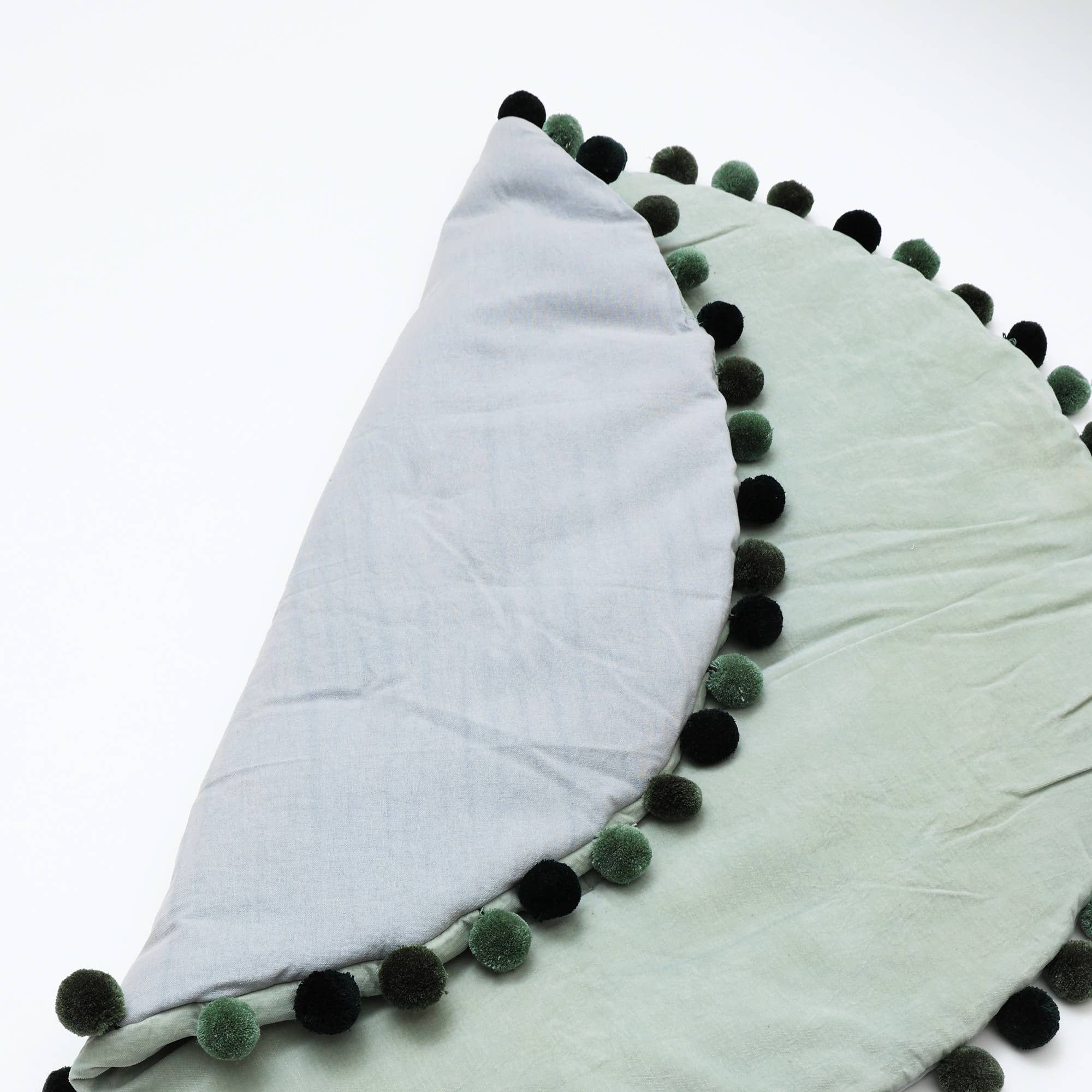 Cotton Soft & Fine Velvet Round Playmat with Pom Pom, 48"