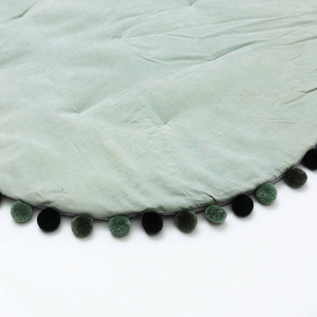 Cotton Soft & Fine Velvet Round Playmat with Pom Pom, 48"
