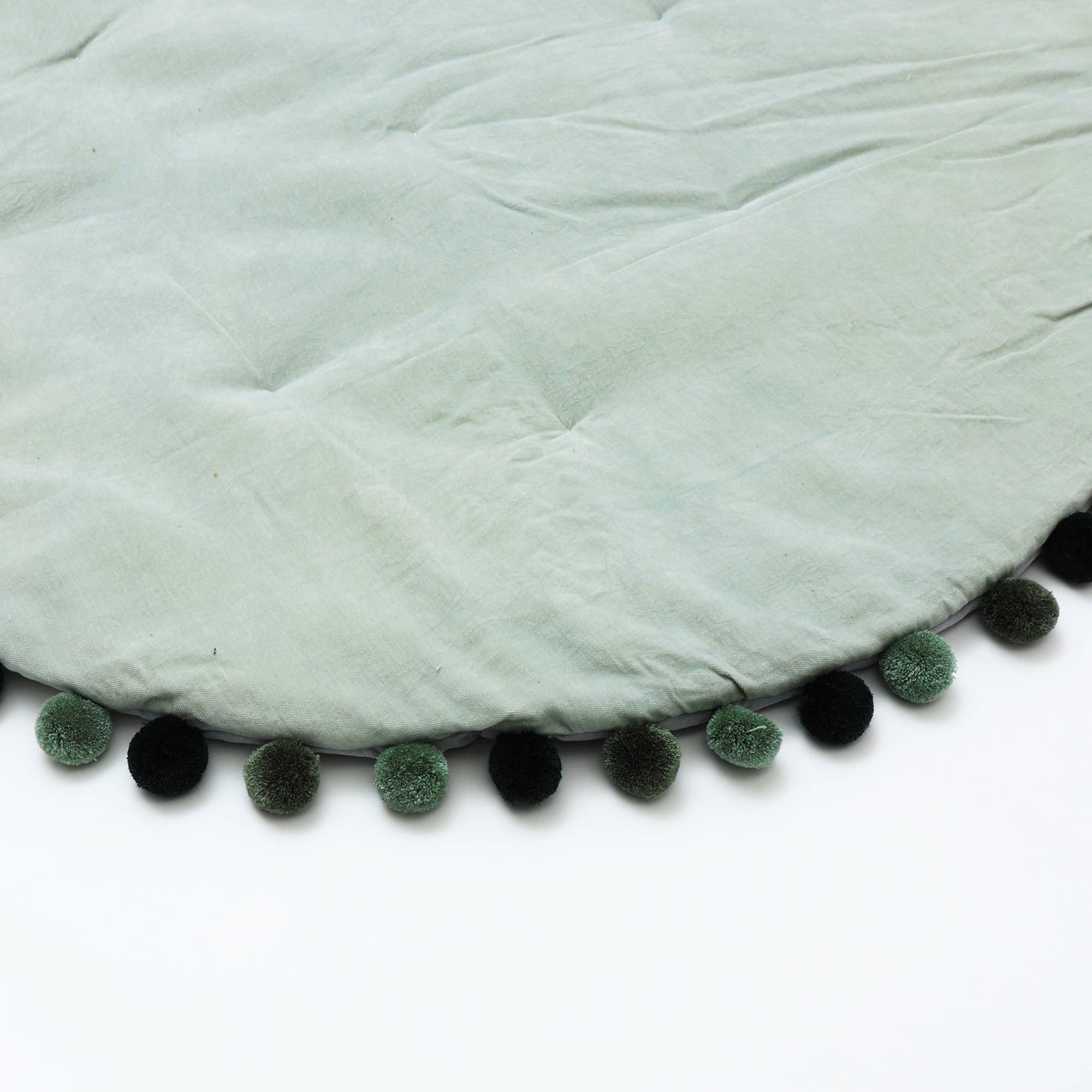 Cotton Soft & Fine Velvet Round Playmat with Pom Pom, 48"