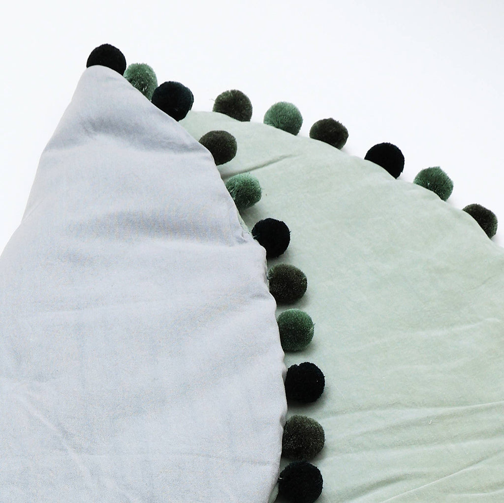 Cotton Soft & Fine Velvet Round Playmat with Pom Pom, 48"