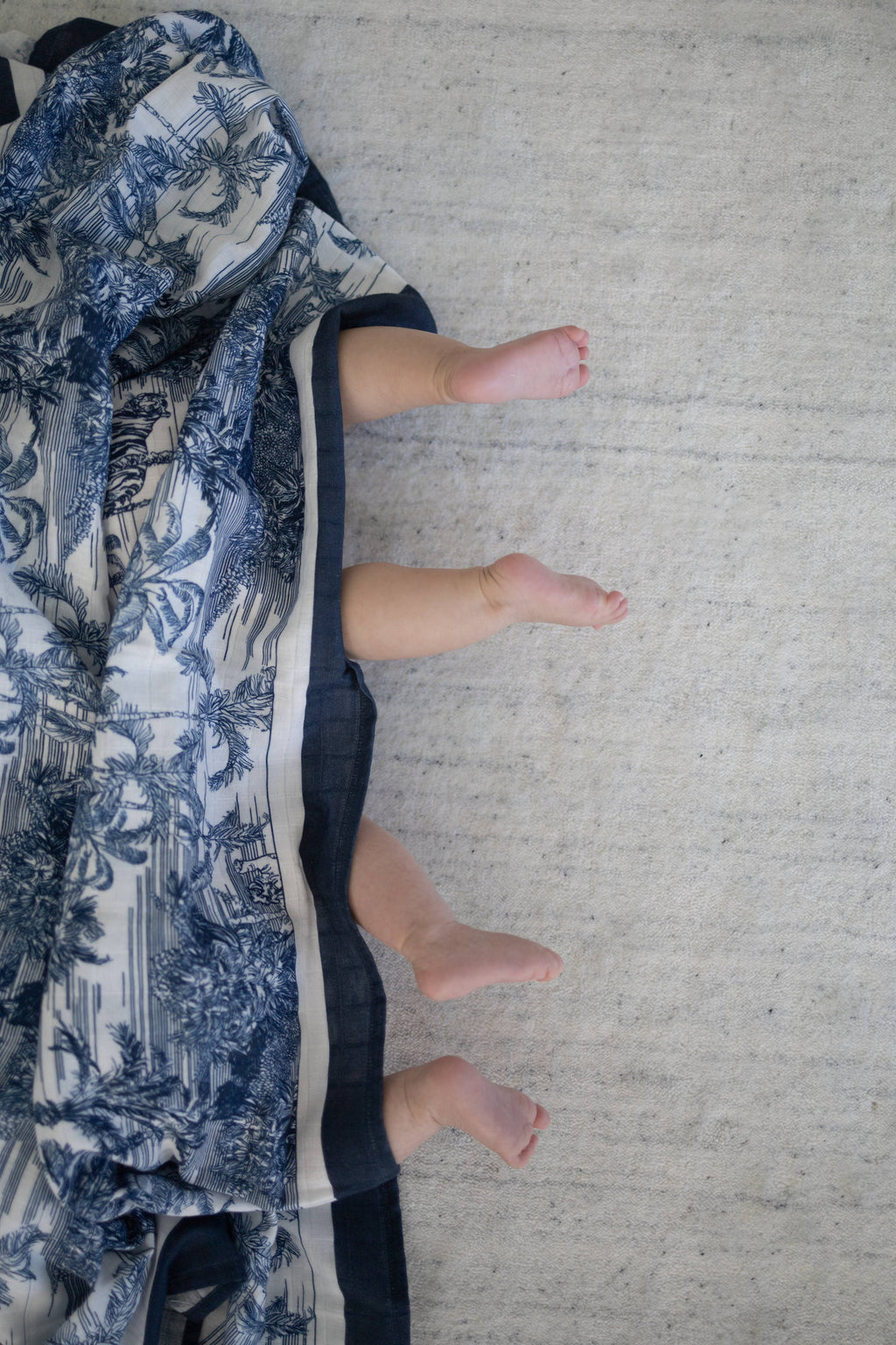 Blue Jungle Toile Muslin Blanket