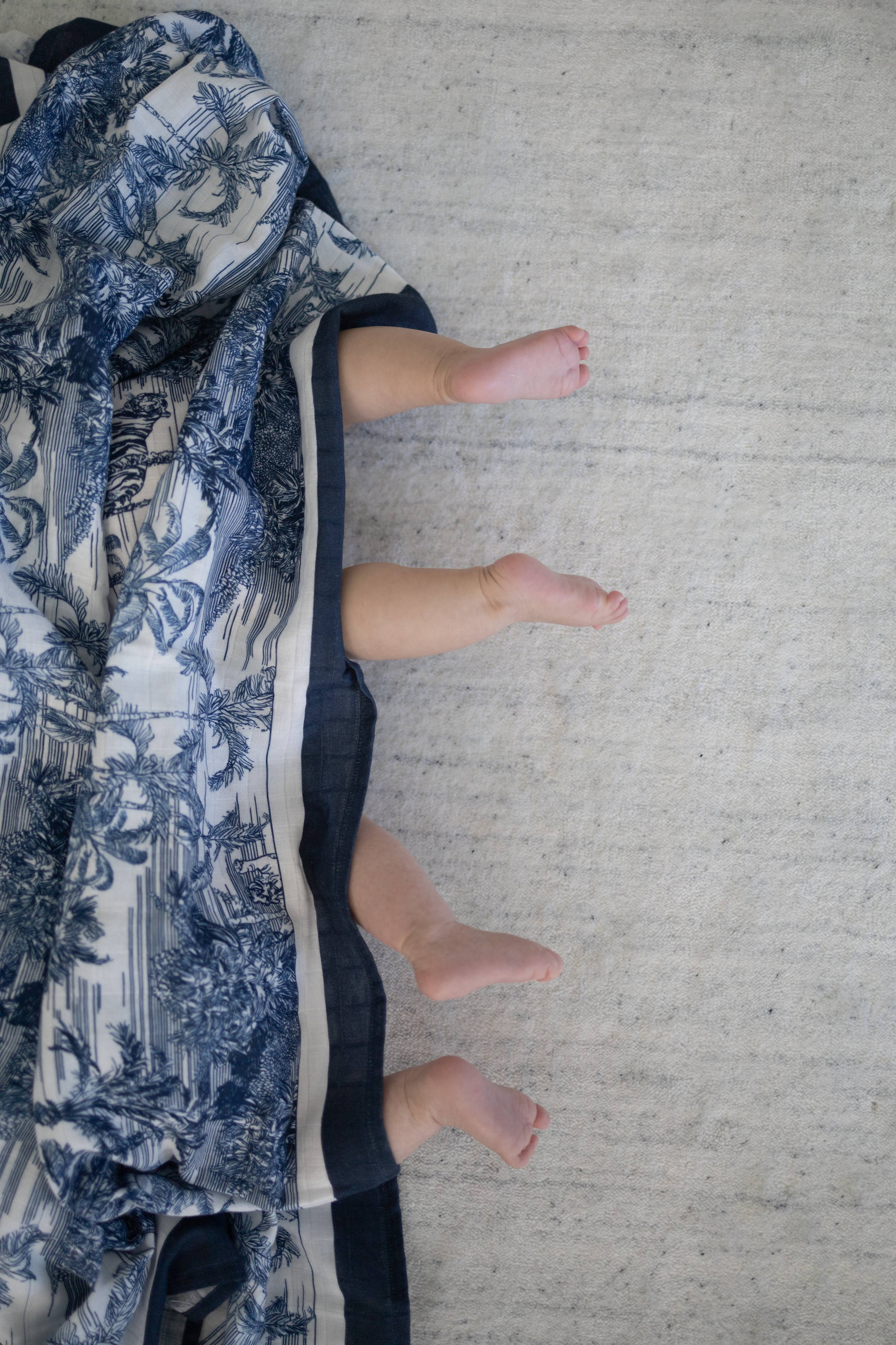 Blue Jungle Toile Muslin Blanket