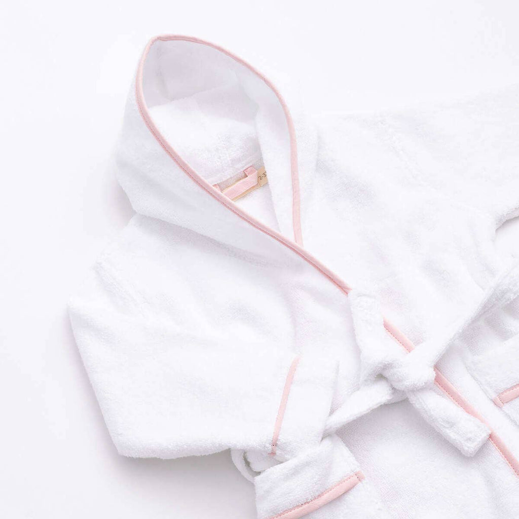 Terry Bathrobe_White + Pink