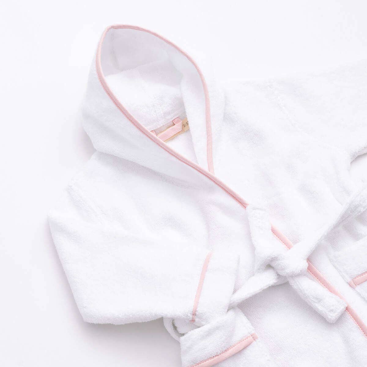 Terry Bathrobe_White + Pink