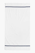 Terry Beach Towel_White + Navy