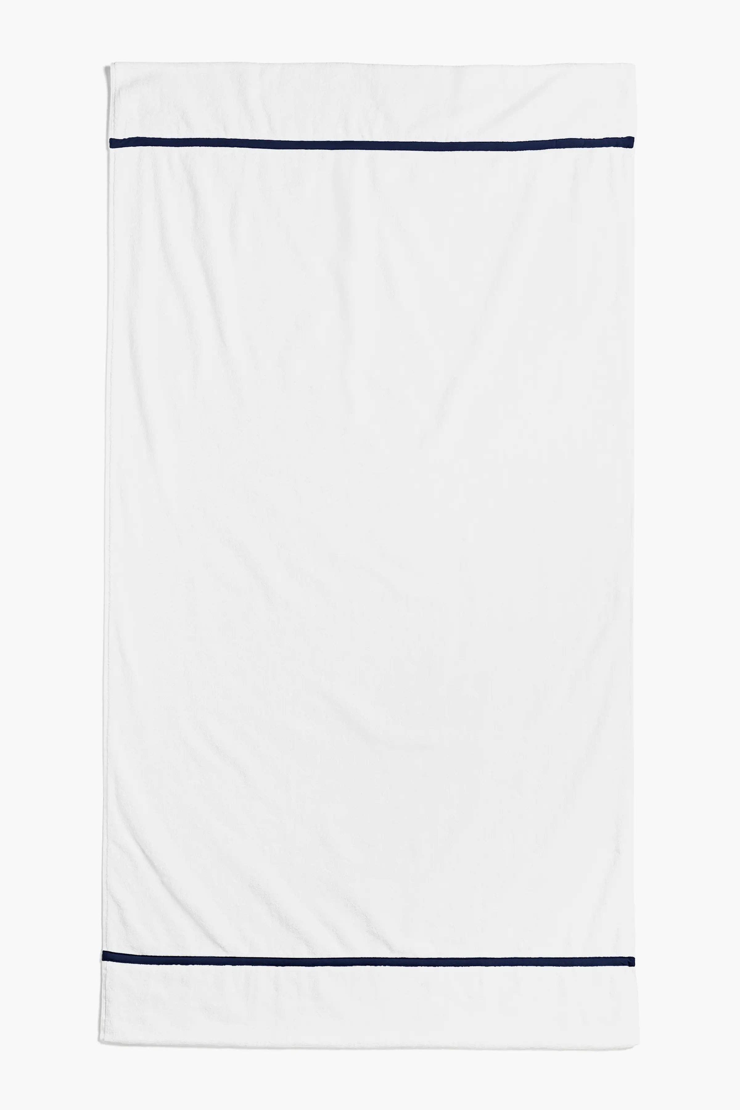 Terry Beach Towel_White + Navy