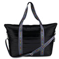Black Puffer Tote Multi Star Strap