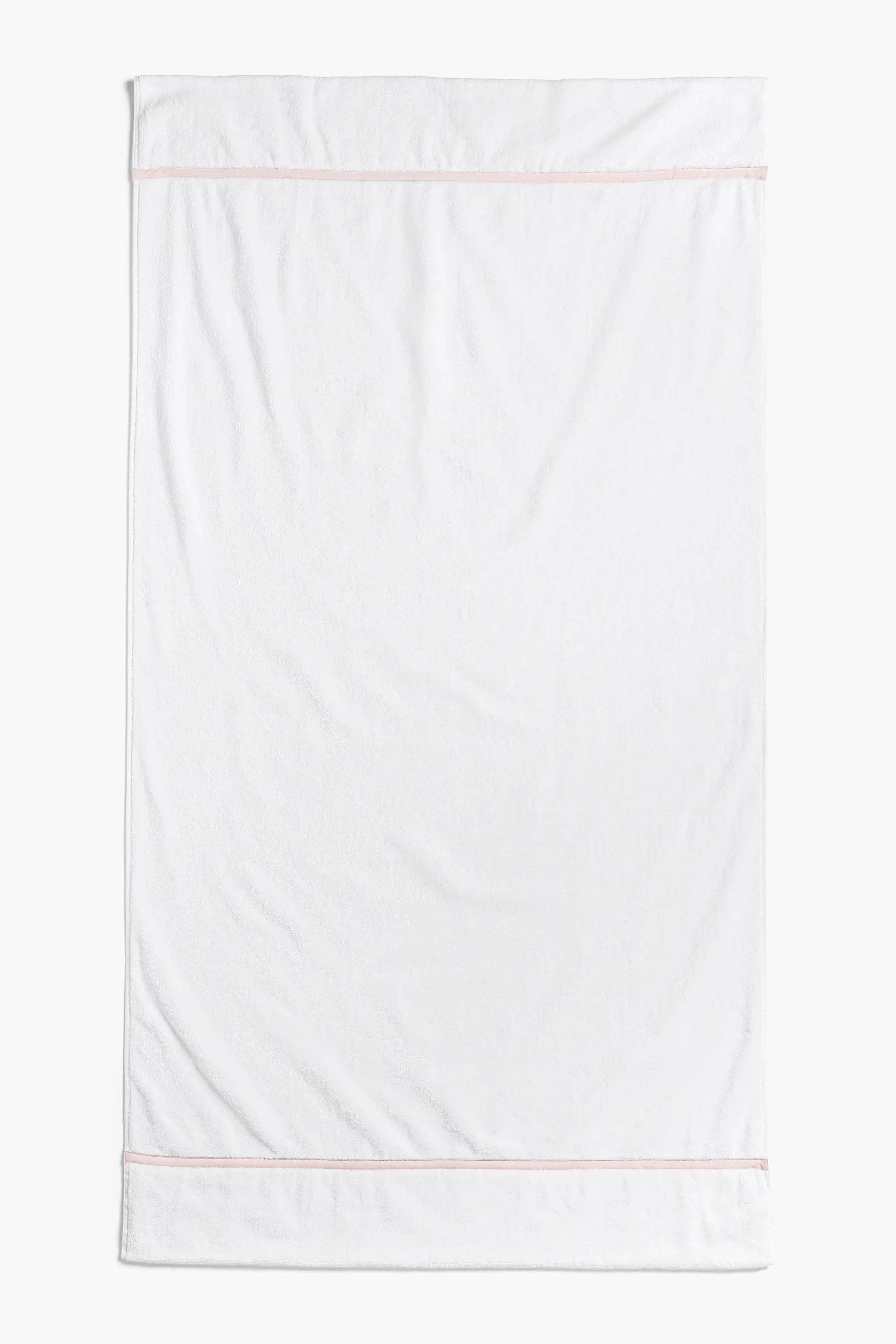 Terry Beach Towel_White + Pink