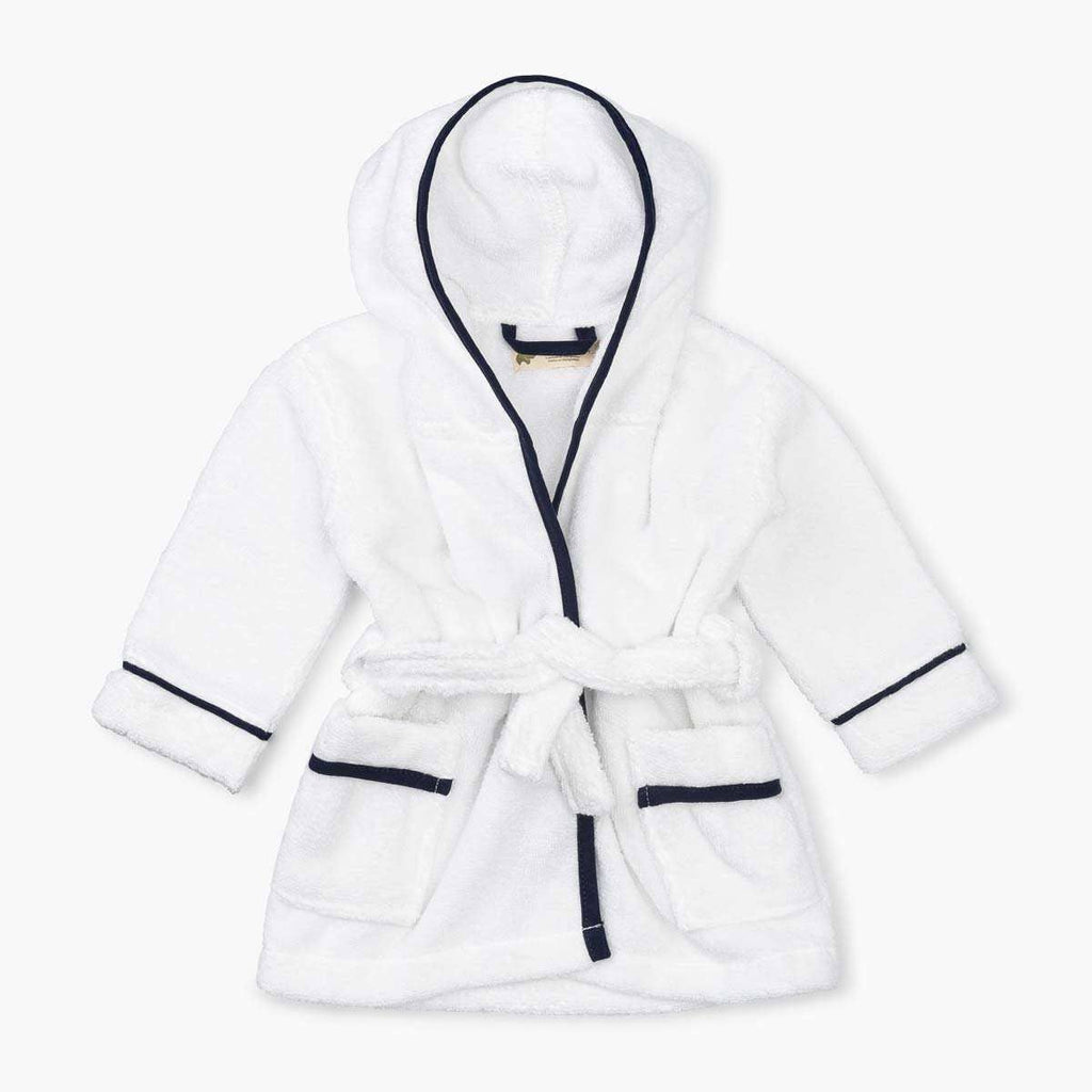 Terry Bathrobe_White + Navy