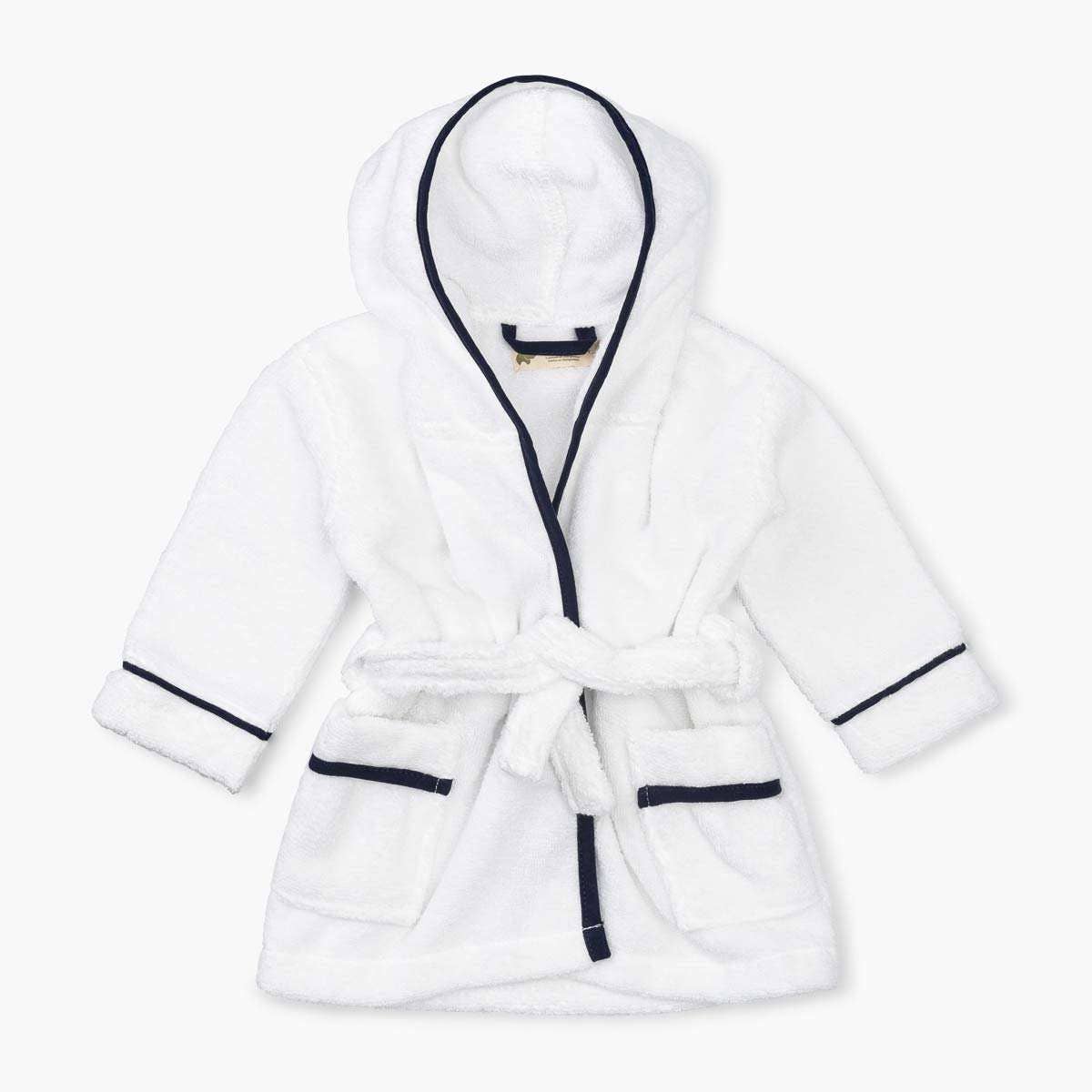 Terry Bathrobe_White + Navy